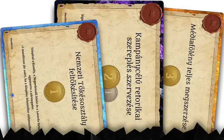 A Demagógia: Krumplisztáni Krónikák című kártyajáték 30 féle mandátuma