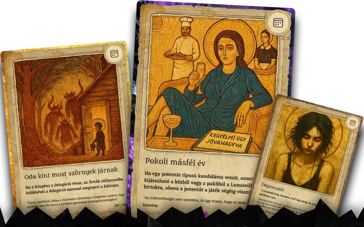 A Demagógia: Krumplisztáni Krónikák című kártyajáték 55 féle eseménye